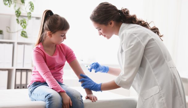 Little,Girl,Receiving,Chickenpox,Vaccination,In,Clinic.,Varicella,Virus,Prevention