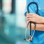Nurse,,Woman,And,Arms,Crossed,For,Cardiology,With,Stethoscope,In