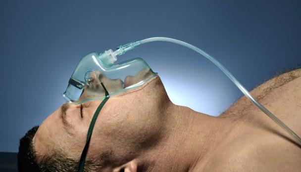 Man with oxygen mask